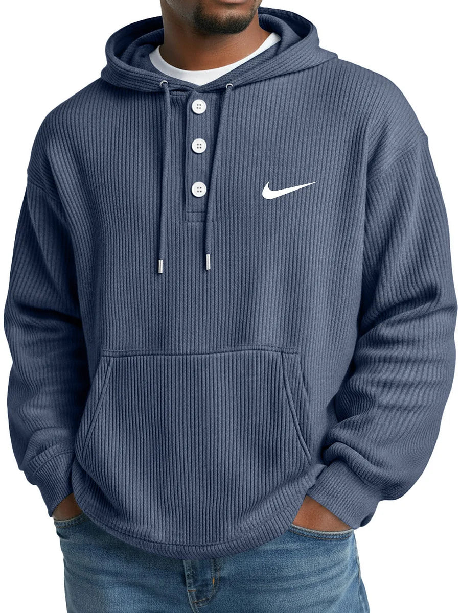 NK - Men's Loose Casual Button-Up Hooded Sweatshirt