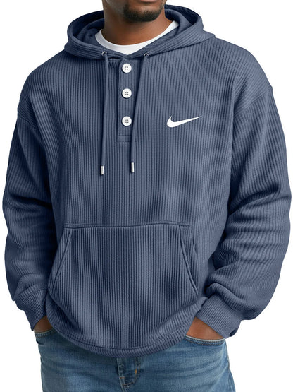 NK - Men's Loose Casual Button-Up Hooded Sweatshirt