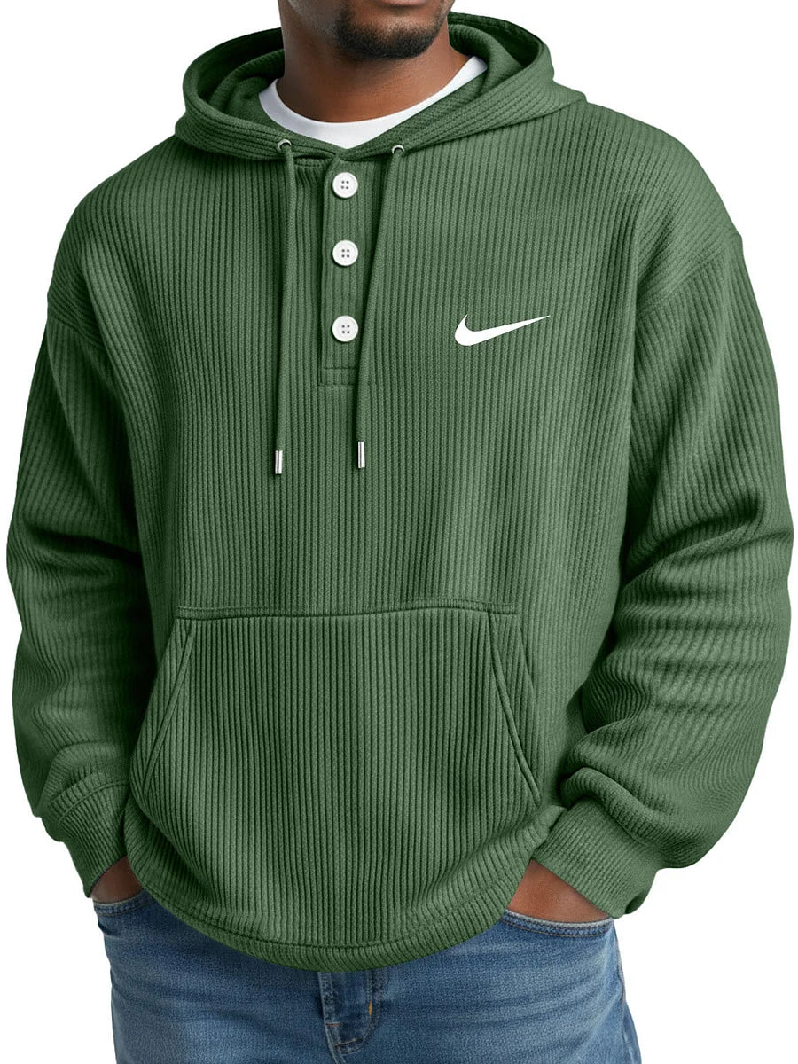 NK - Men's Loose Casual Button-Up Hooded Sweatshirt