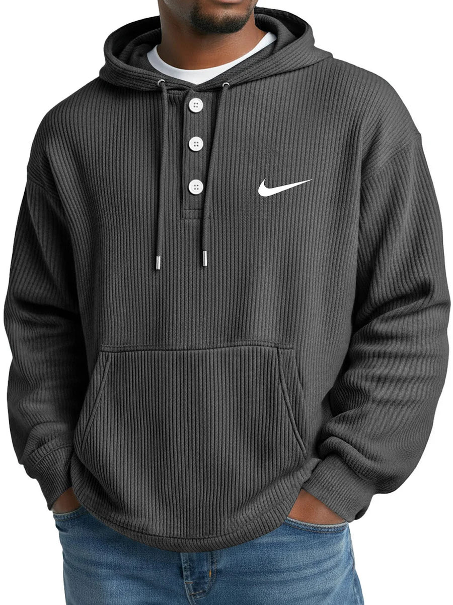 NK - Men's Loose Casual Button-Up Hooded Sweatshirt