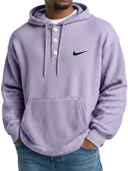 NK - Men's Loose Casual Button-Up Hooded Sweatshirt