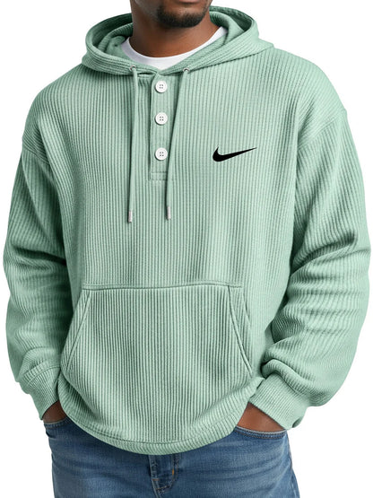 NK - Men's Loose Casual Button-Up Hooded Sweatshirt