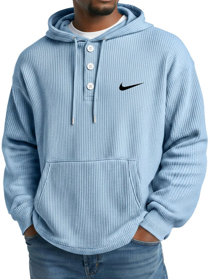 NK - Men's Loose Casual Button-Up Hooded Sweatshirt