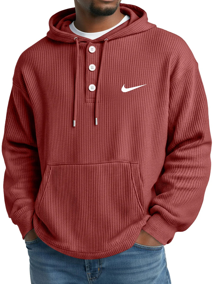 NK - Men's Loose Casual Button-Up Hooded Sweatshirt