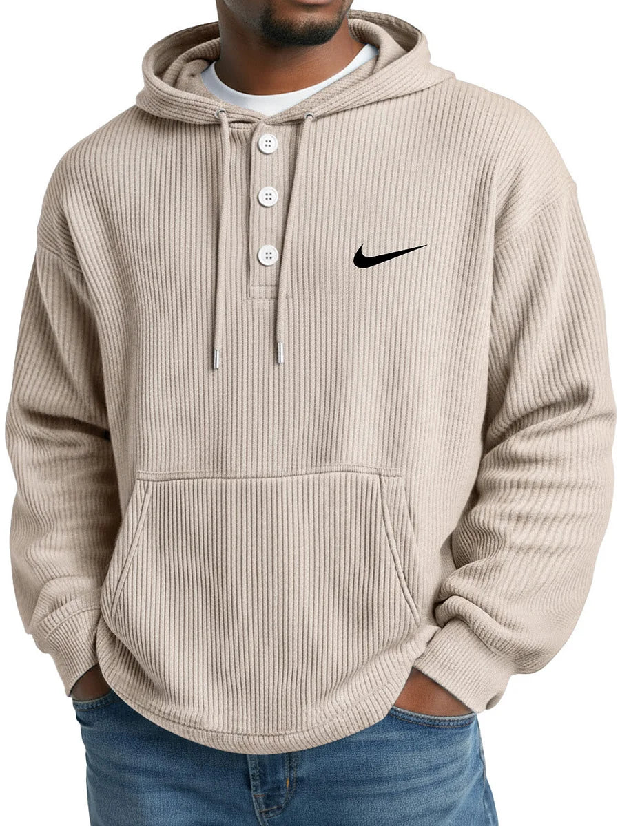 NK - Men's Loose Casual Button-Up Hooded Sweatshirt