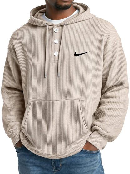 NK - Men's Loose Casual Button-Up Hooded Sweatshirt